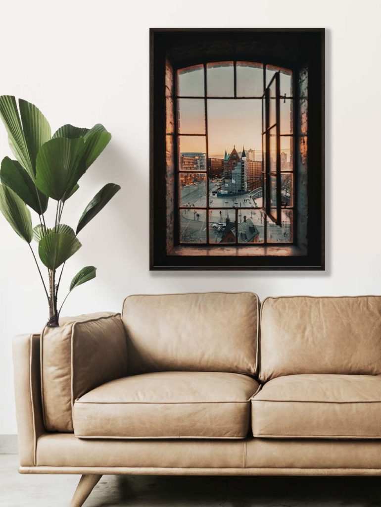 tombaenre-wandbild-wohndeko-kunstdruck-hamburg-bilder-poster-alu-verbund-ausblick-speicherstadt-fenster-1